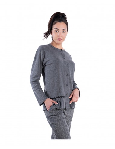 Rachel Women's Pyjama Buttons Volan Knitted Pattern