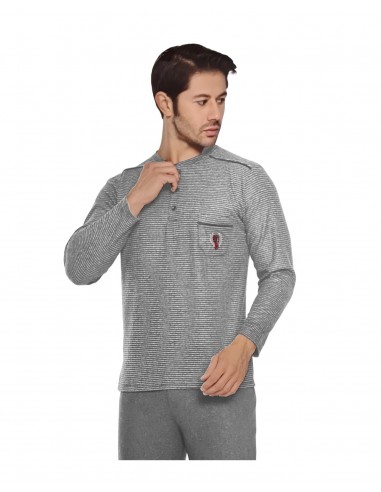 FMS Men's Pyjama Striped Pocket Logo F